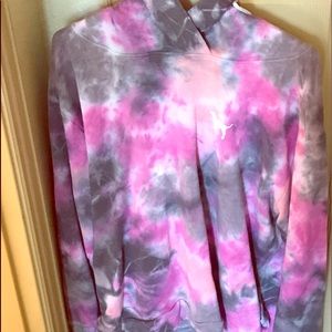 PINK tie dye hoodie. size large